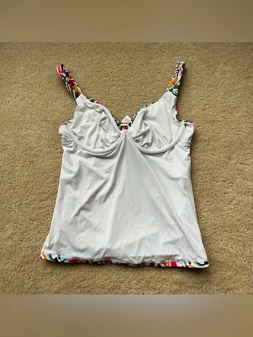 Anne Cole Watercolor Paisley Twist Front Underwire Tankini Top - 34D/32DD - EUC